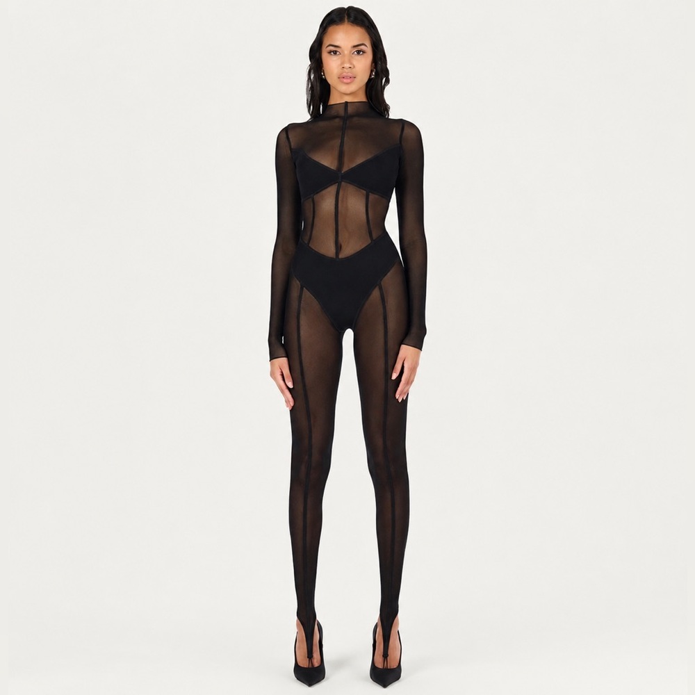Naked Wardrobe Mesh Toe Loop Jumpsuit